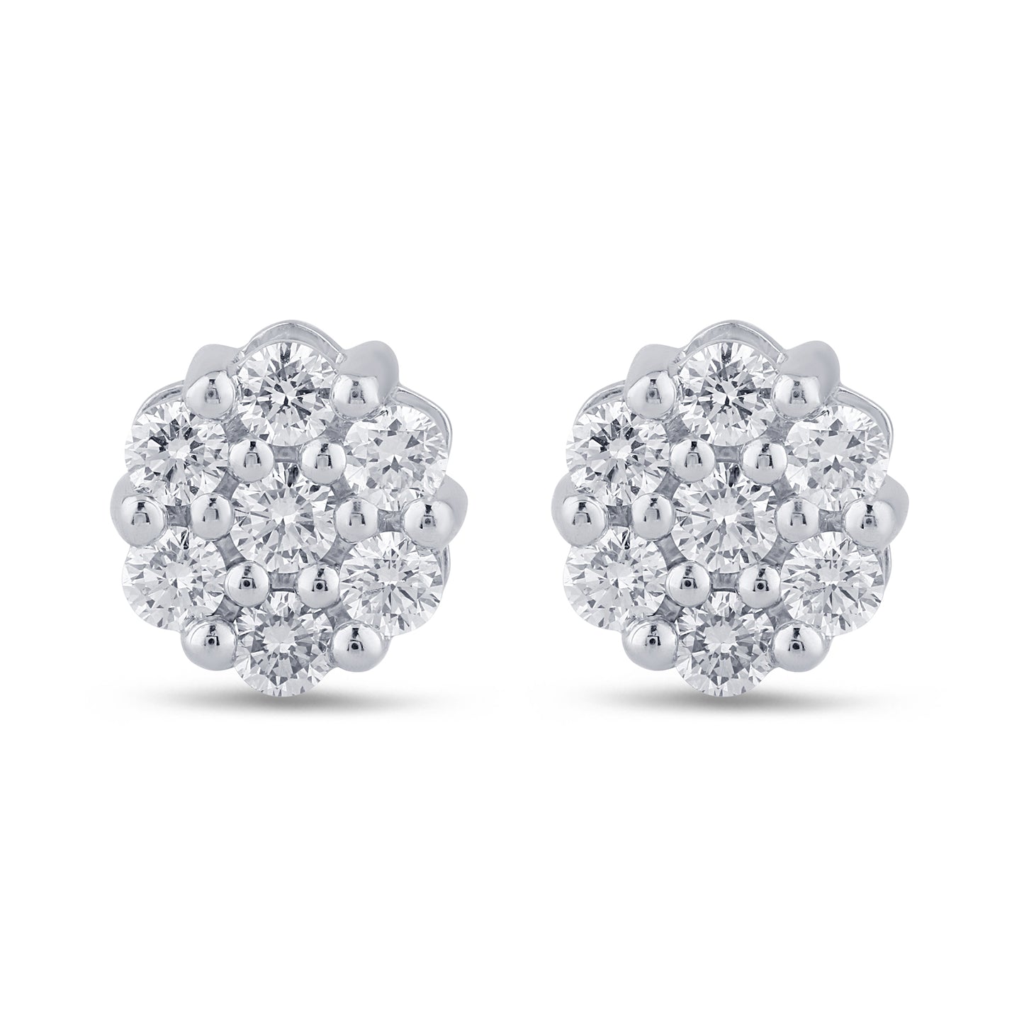 14 KT GOLD 1.50 CTS T.W. FLOWER EARRINGS