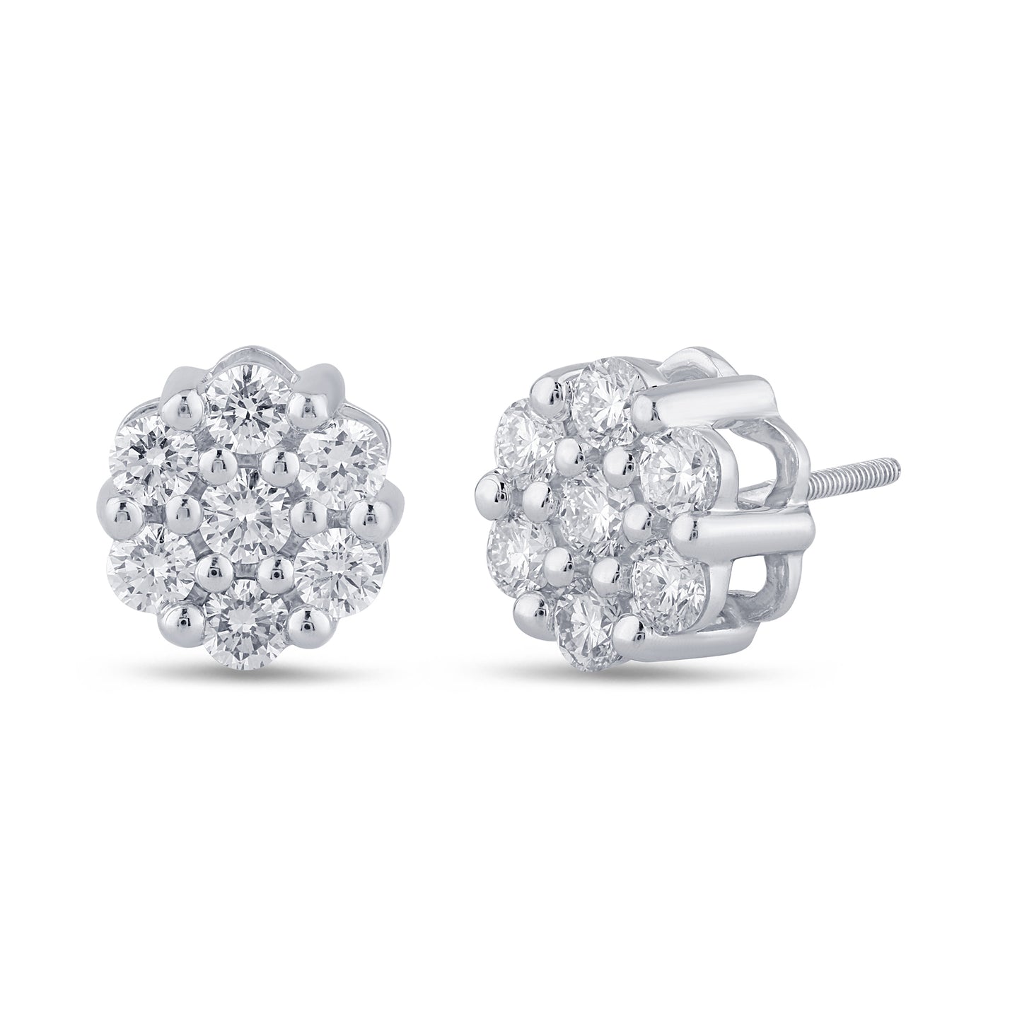 14 KT GOLD 1.50 CTS T.W. FLOWER EARRINGS
