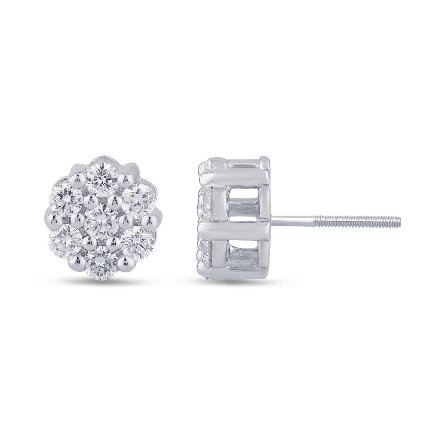 14 KT GOLD 1.50 CTS T.W. FLOWER EARRINGS