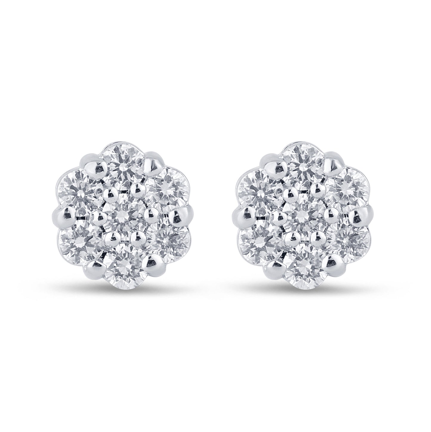 92.5 SILVER 0.76 CTS T.W. FLOWER EARRINGS