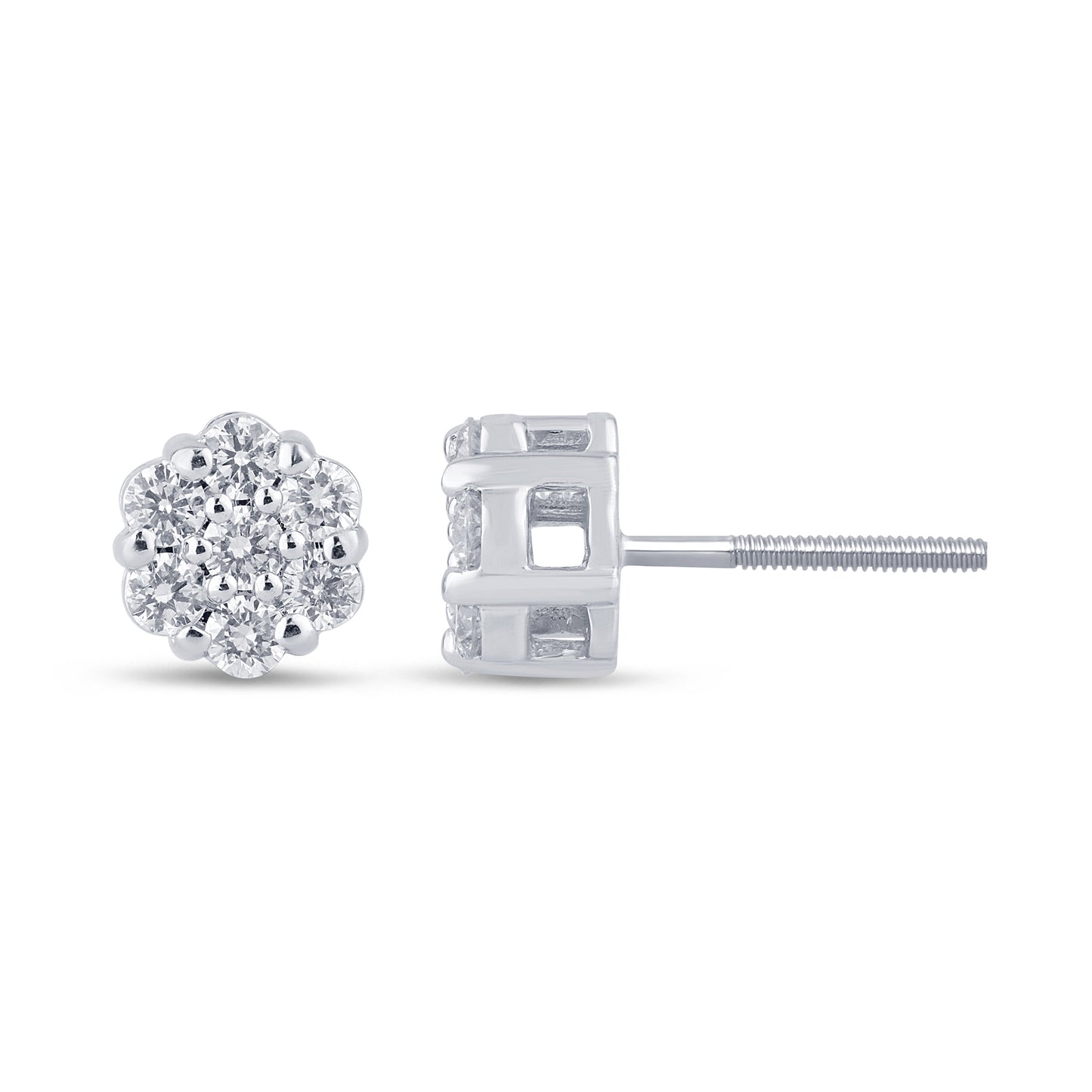 92.5 SILVER 0.76 CTS T.W. FLOWER EARRINGS