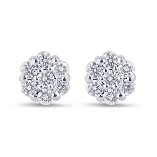 0.76 CTS 14K GOLD T.W. FLOWER EARRINGS