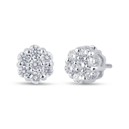0.76 CTS 14K GOLD T.W. FLOWER EARRINGS