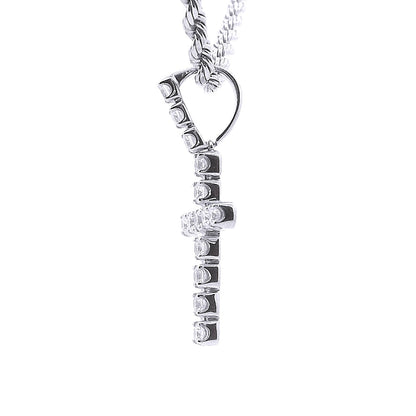 92.5 SILVER 1.04 CTS T.W. CROSS PENDANT
