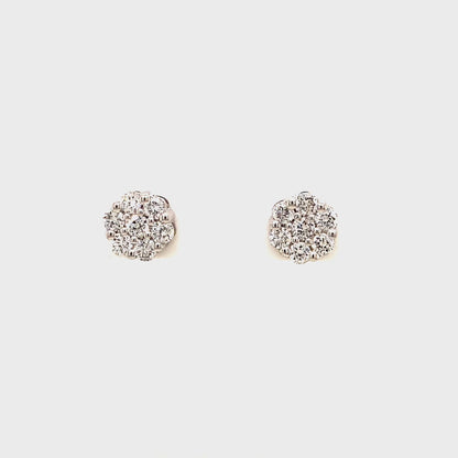 92.5 SILVER 0.76 CTS T.W. FLOWER EARRINGS